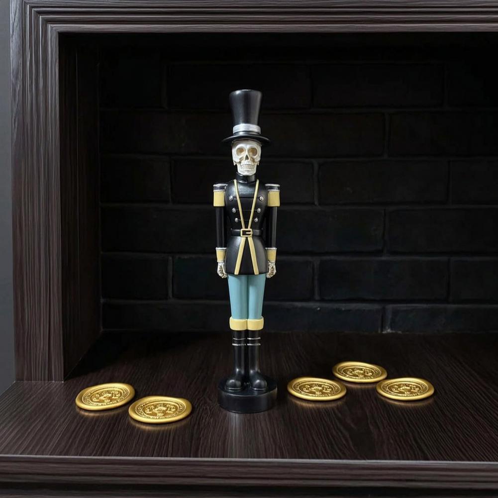 Nutcracker Figurine - Resin Festive Table Decor Halloween Skull