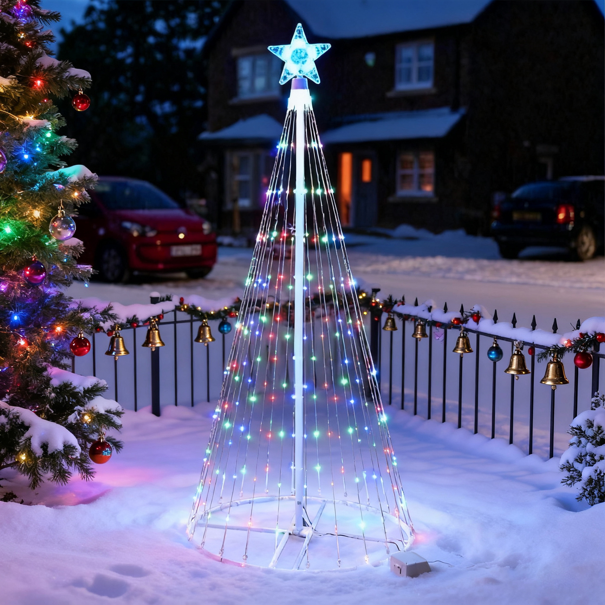 Solar-Powered LED Waterfall St – Star Tree Topper Bewertung und Preis