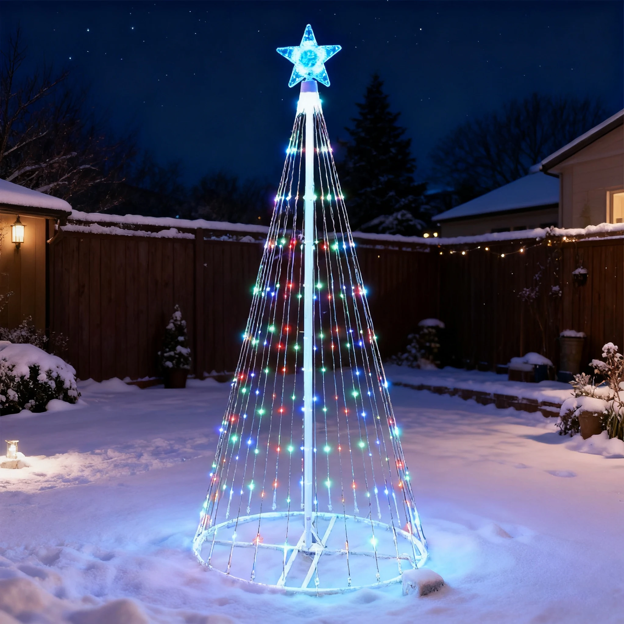 Solar-Powered LED Waterfall St – Star Tree Topper Bewertung und Preis