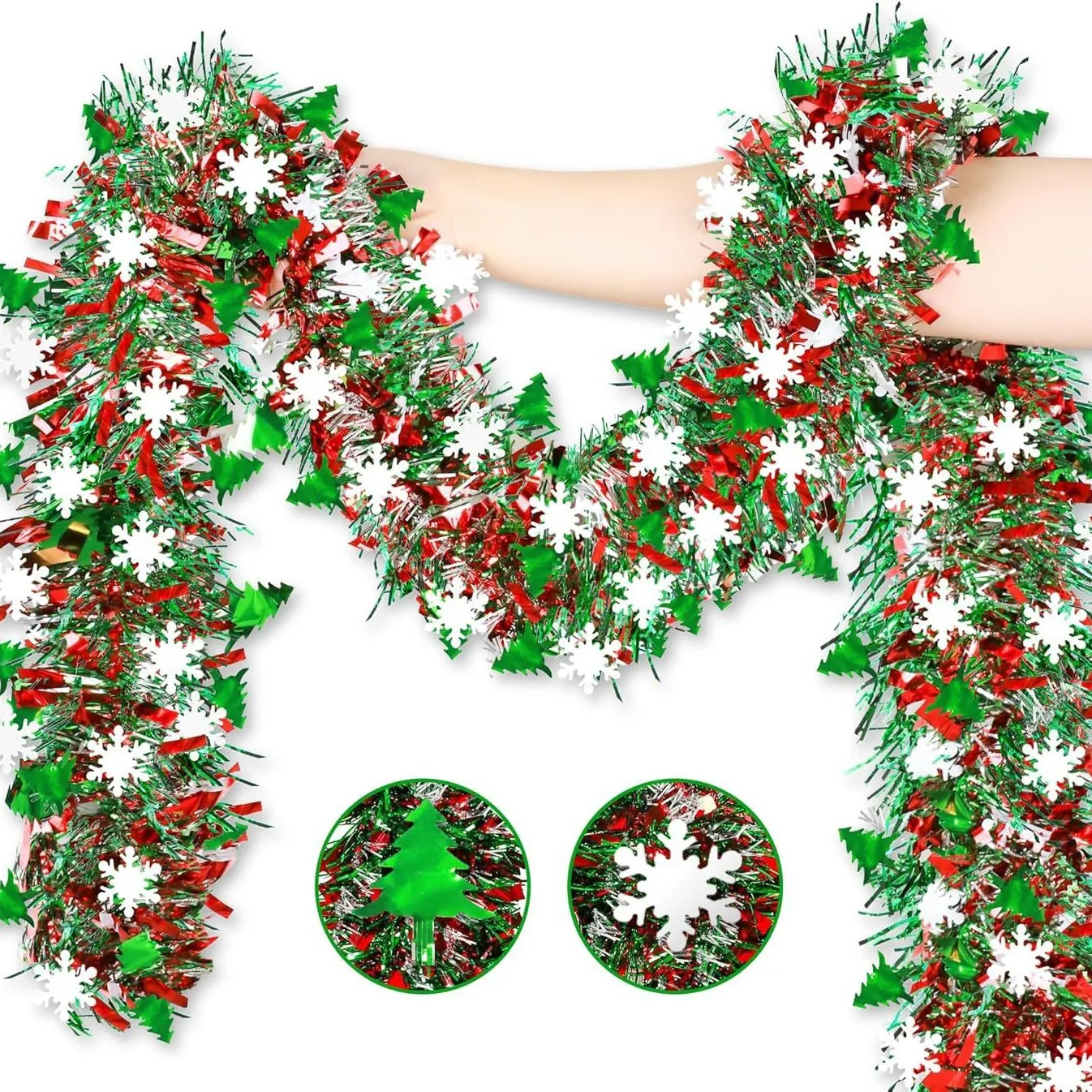 2M Christmas Snowflake Tinsel  – Tinsel Garland Decoration Bewertung und Preis