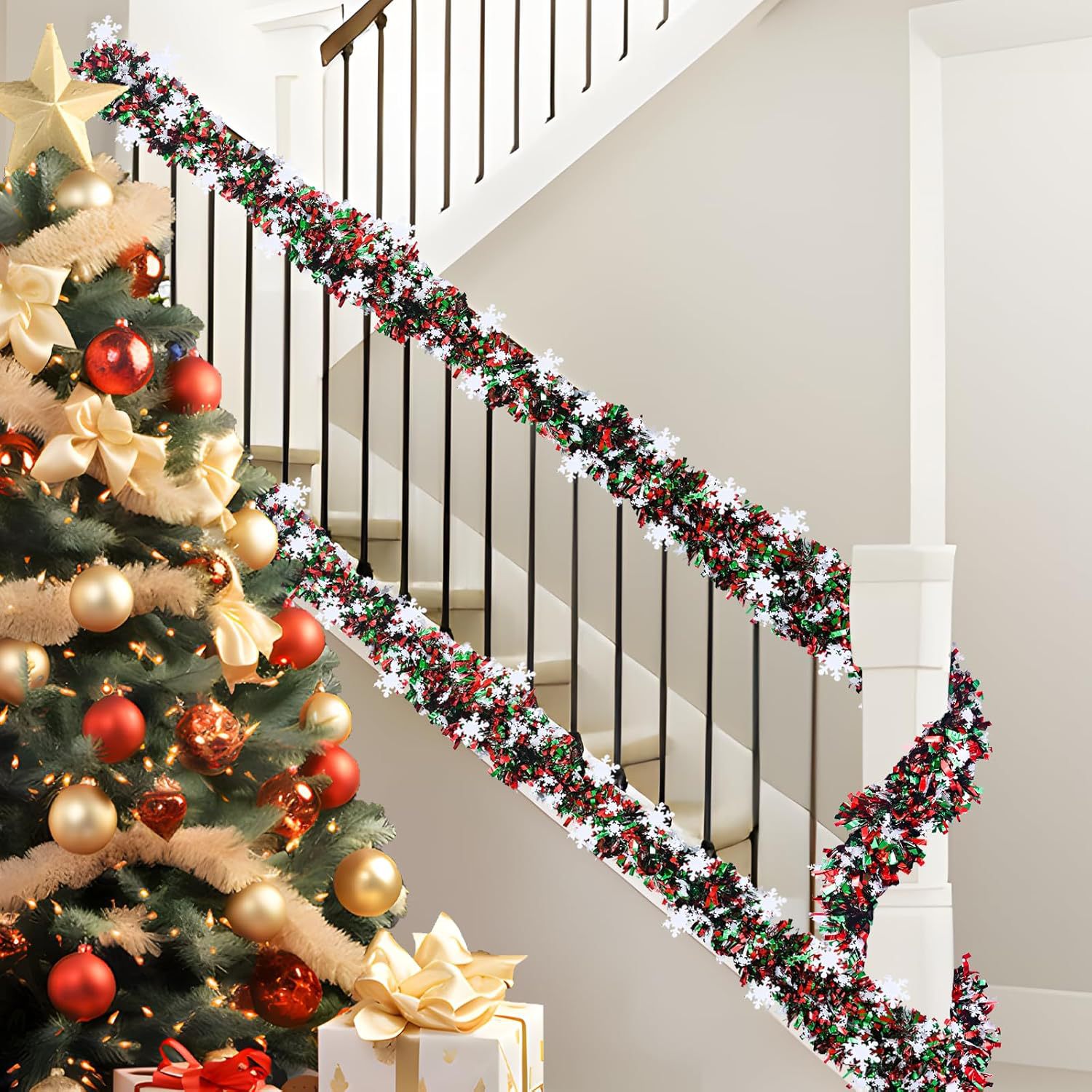 2M Christmas Snowflake Tinsel  – Tinsel Garland Decoration Bewertung und Preis