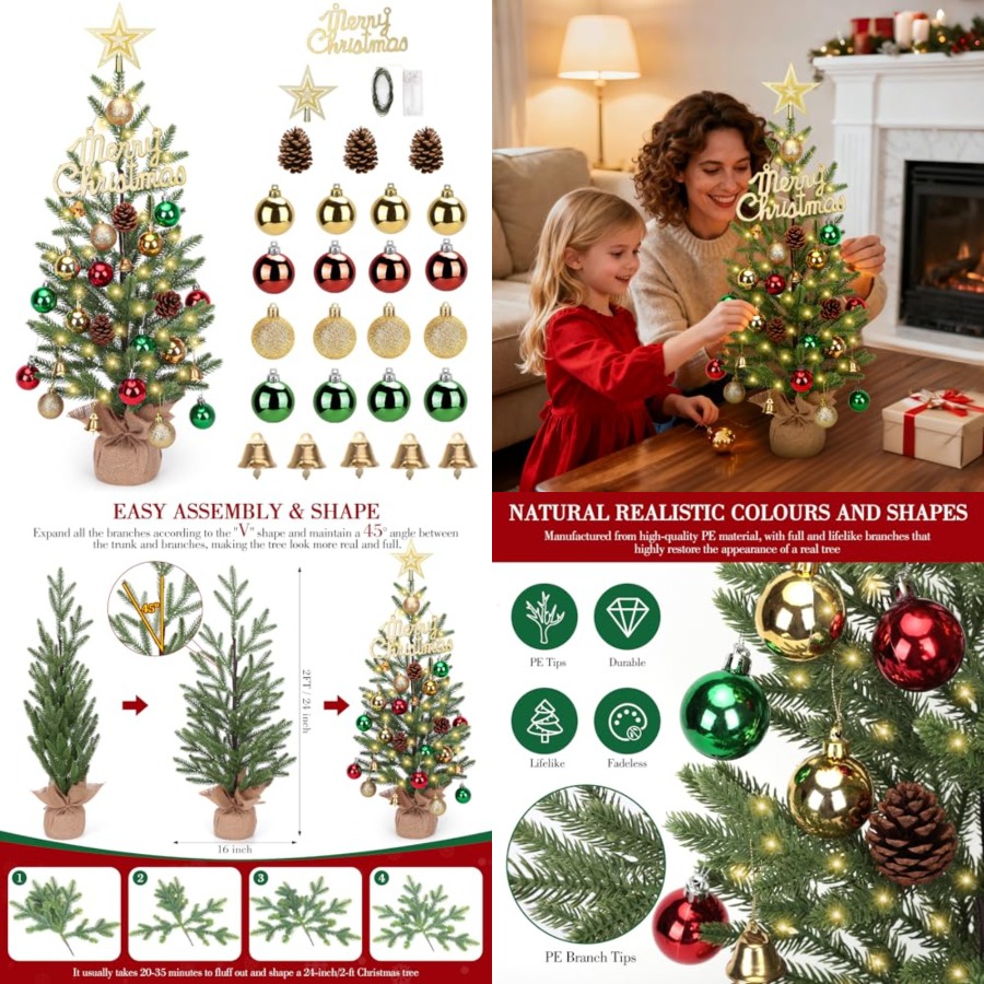 2FT Mini Christmas Tree, Table – Christmas Tree Artificial Bewertung und Preis
