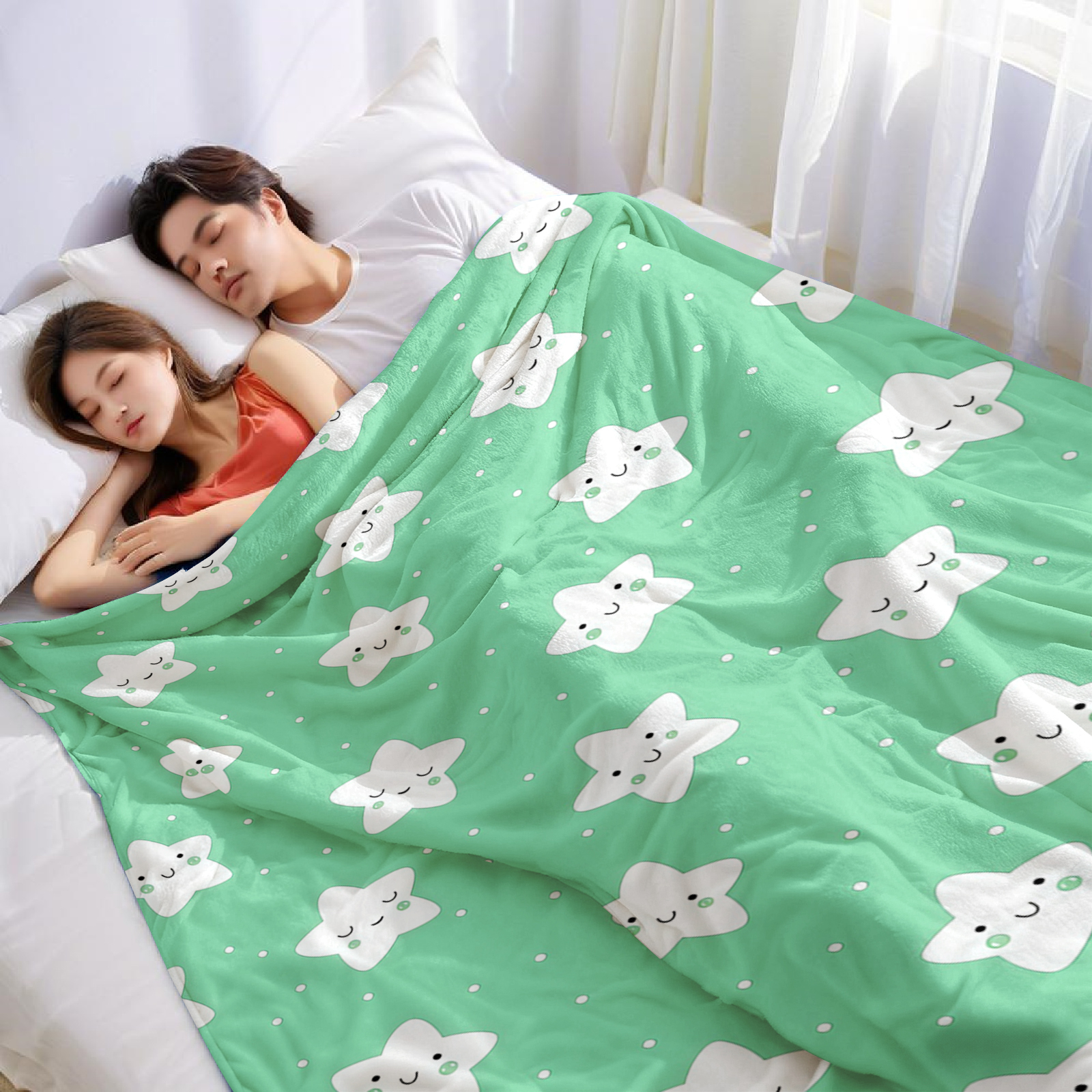 Mint Green Cute Star Lightweig – Christmas Throw Blanket Bewertung und Preis