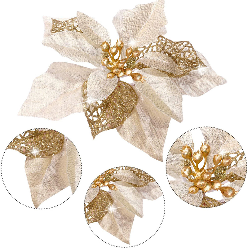 10Pcs Glitter Artificial Flowe – Christmas Wreath Fake Bewertung und Preis
