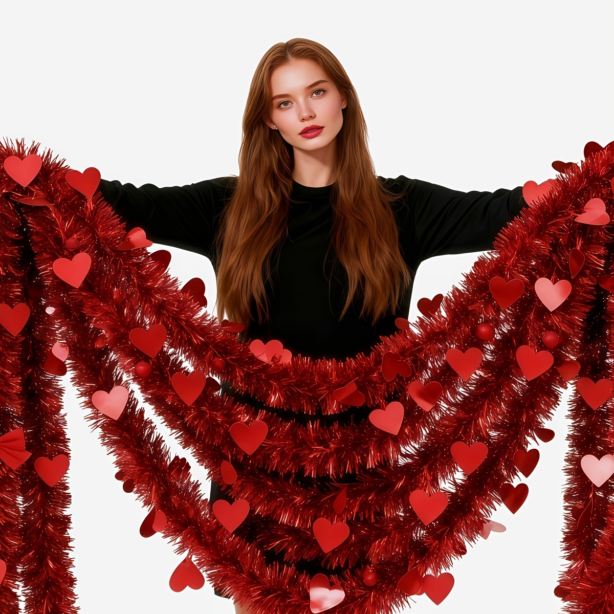 3pcs Red Heart Plastic Tinsel  – Tinsel Garland Decoration Bewertung und Preis