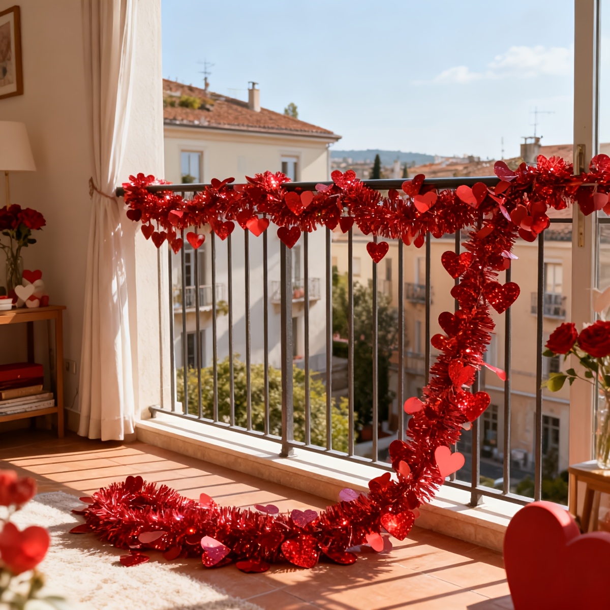 3pcs Red Heart Plastic Tinsel  – Tinsel Garland Decoration Bewertung und Preis