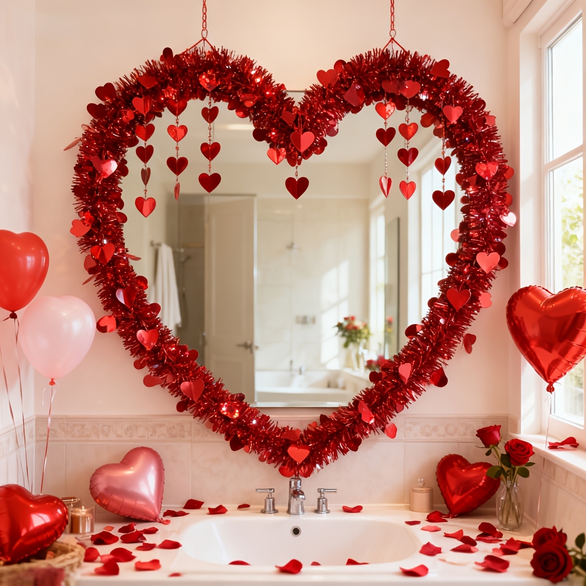 3pcs Red Heart Plastic Tinsel  – Tinsel Garland Decoration Bewertung und Preis