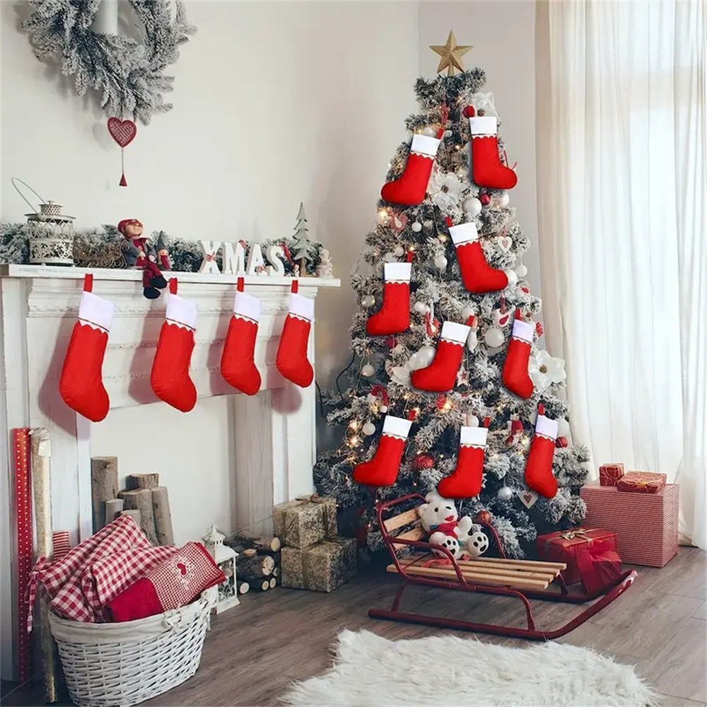 12pcs Red Felt Christmas Stock – Christmas Stocking Hanging Bewertung und Preis