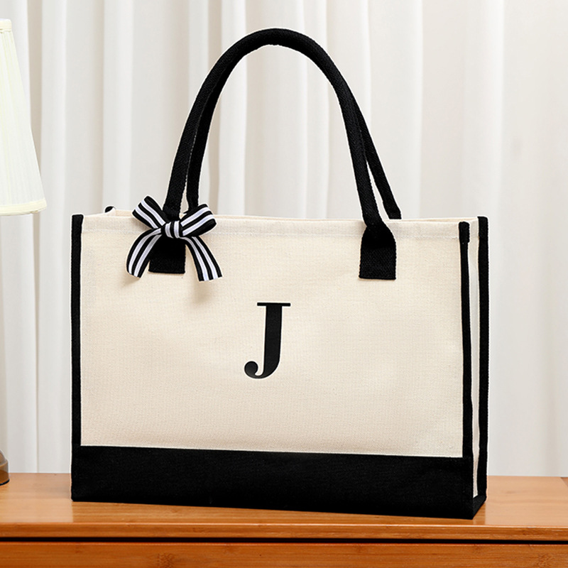 Simple canvas letter tote bag  – Ribbon Bow Gift Bewertung und Preis