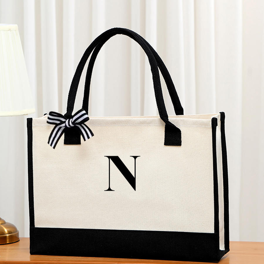 Simple canvas letter tote bag  – Ribbon Bow Gift Bewertung und Preis