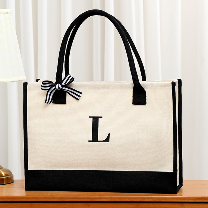 Simple canvas letter tote bag  – Ribbon Bow Gift Bewertung und Preis