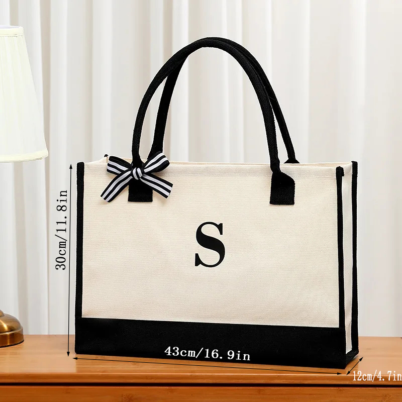 Simple canvas letter tote bag  – Ribbon Bow Gift Bewertung und Preis