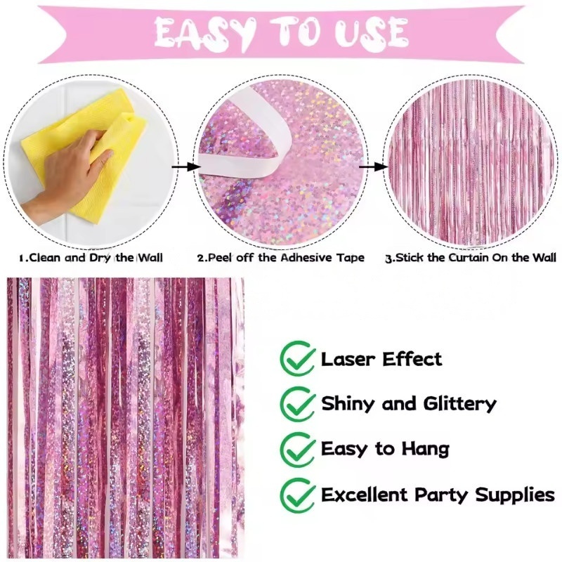 1/2/3Pack Glitter Party Backdr – Tinsel Garland Decoration Bewertung und Preis