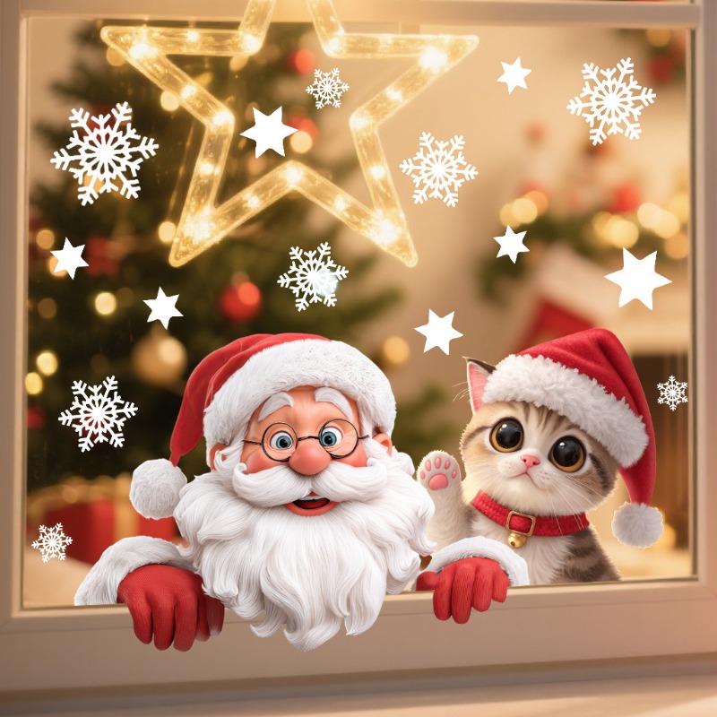 Kitten Santa Claus Window Stic – Snowflake Window Decal Bewertung und Preis