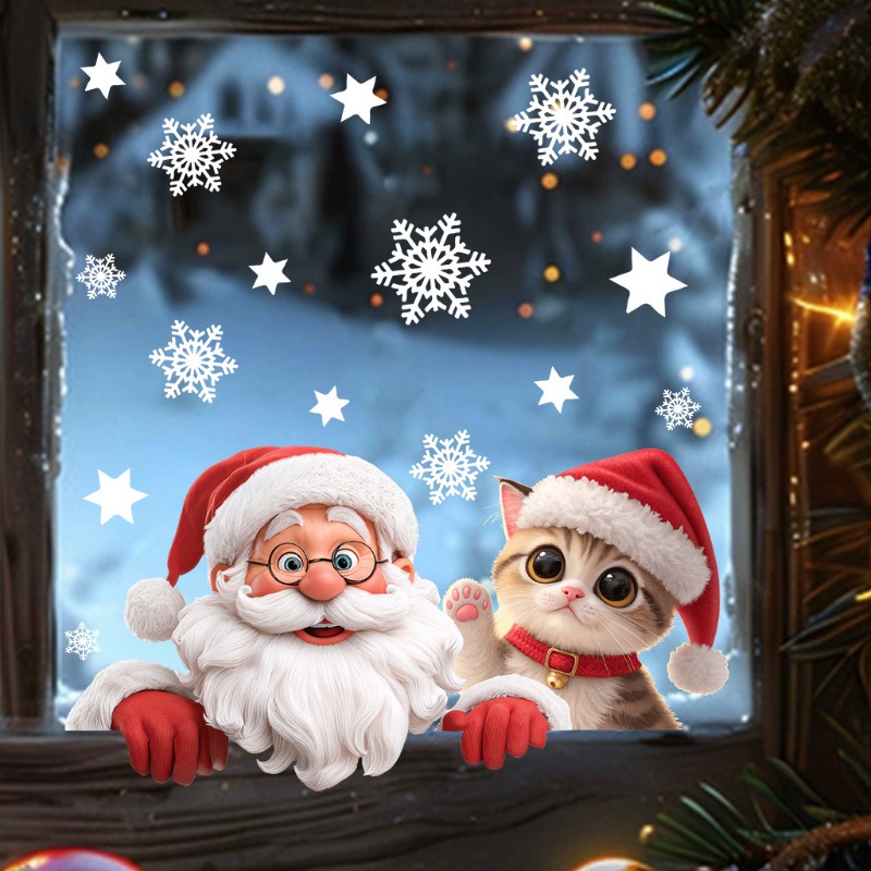Kitten Santa Claus Window Stic – Snowflake Window Decal Bewertung und Preis