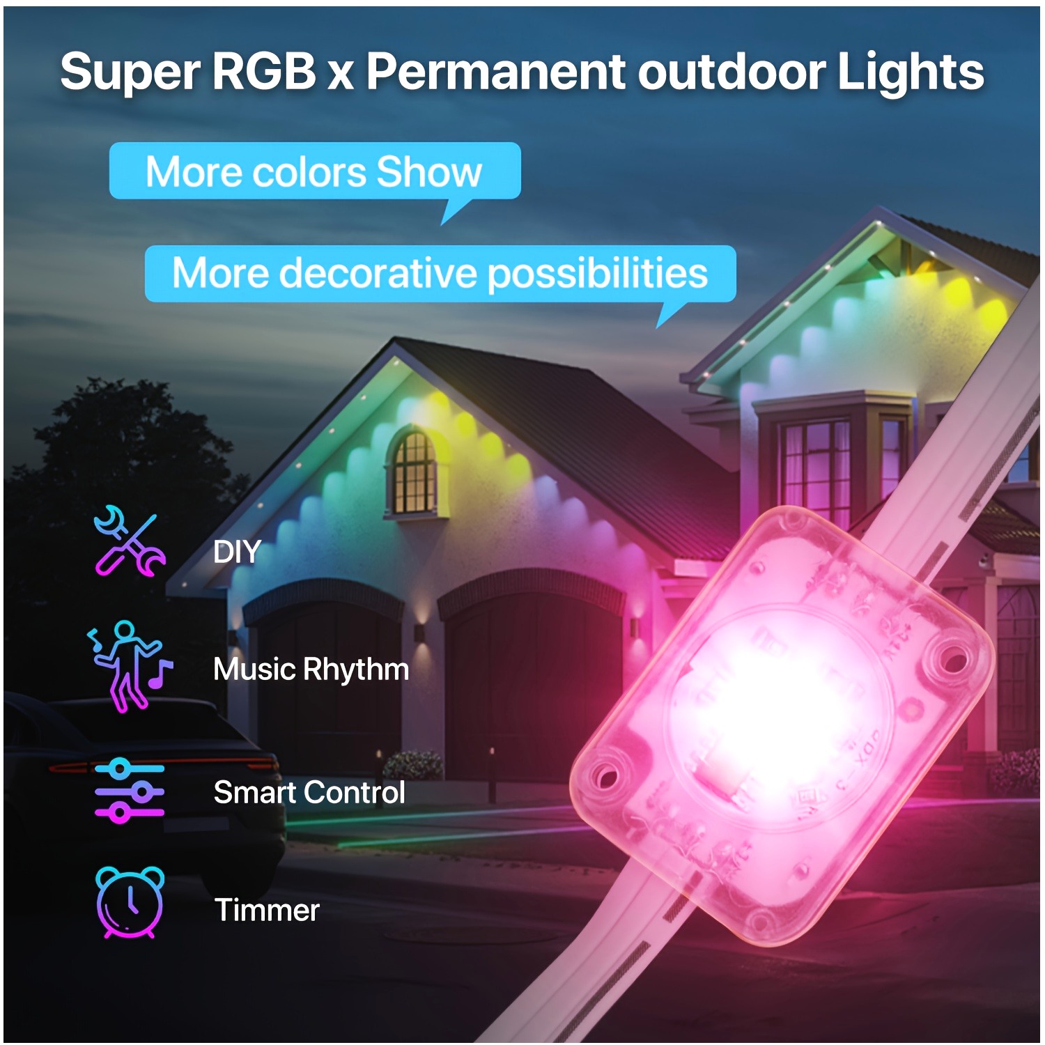 RGB+IC Smart Outdoor Eaves Lig – Christmas Lights Outdoor Bewertung und Preis