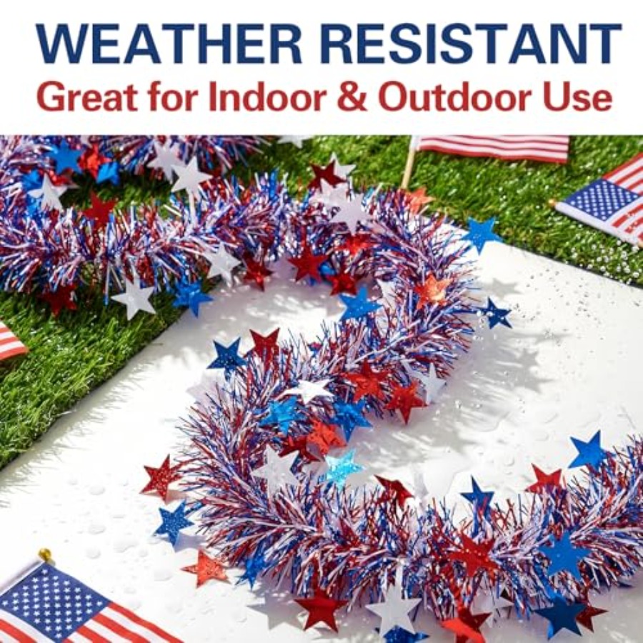 50 Ft Patriotic Glitter Tinsel – Tinsel Garland Decoration Bewertung und Preis
