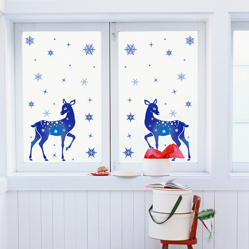 Christmas Window Stickers Elk  – Snowflake Window Decal Bewertung und Preis